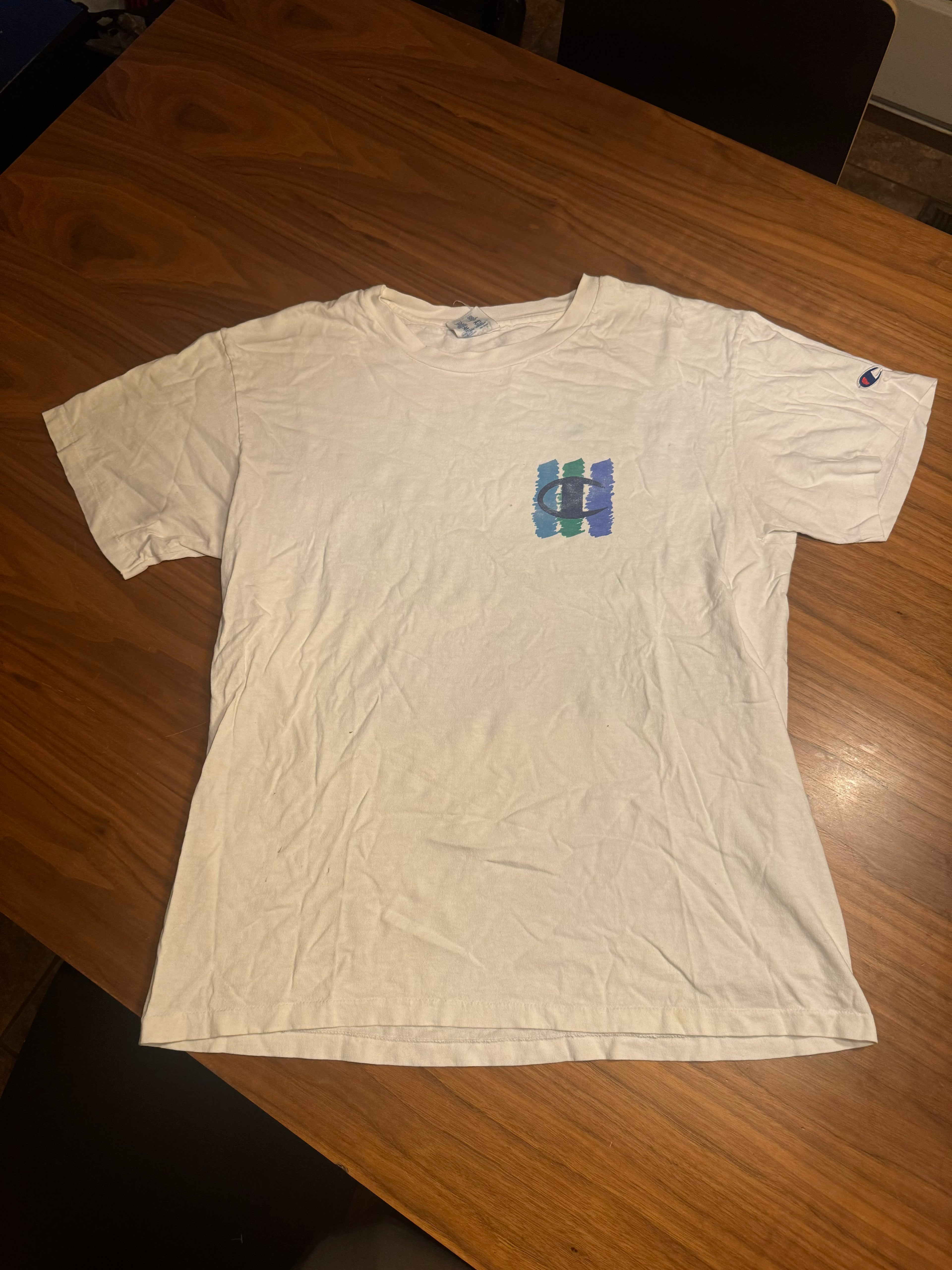 Champion Multi-Logo White Graphic Tee