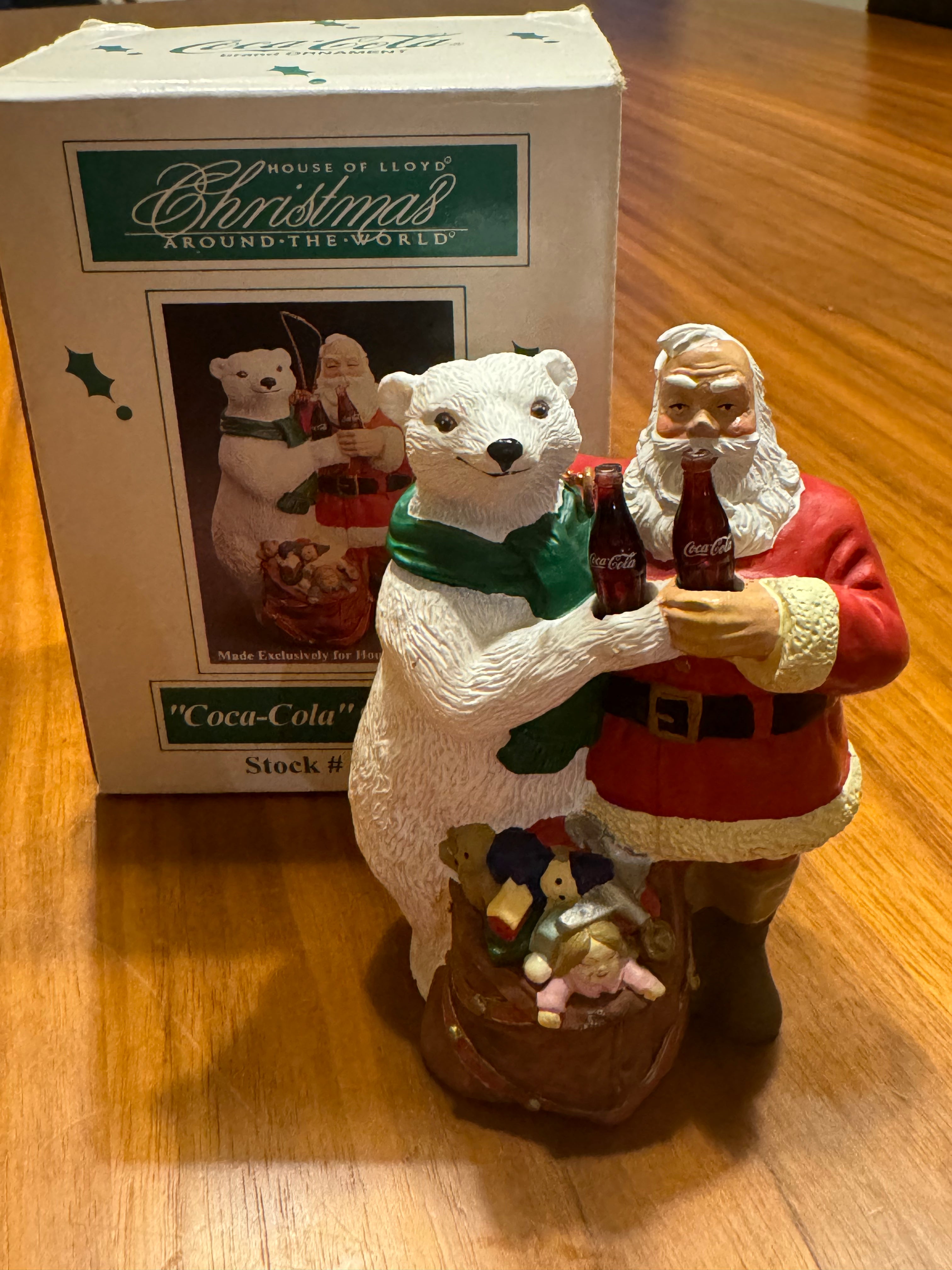 Vintage 1995 Coca-Cola Santa & Polar Bear Ornament
