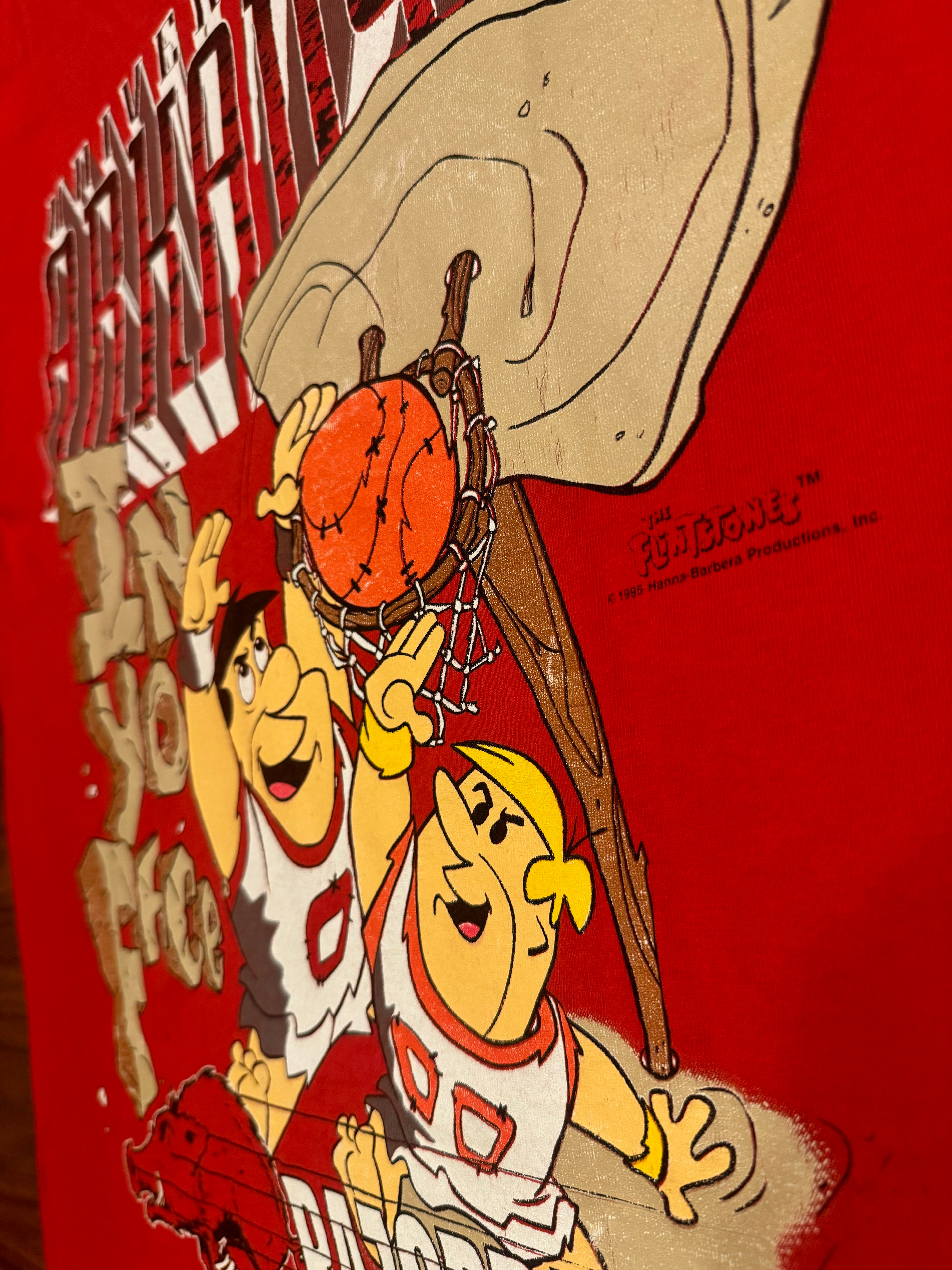 Ultra-rare  Arkansas Razorbacks x Flintstones Graphic Tee 1995